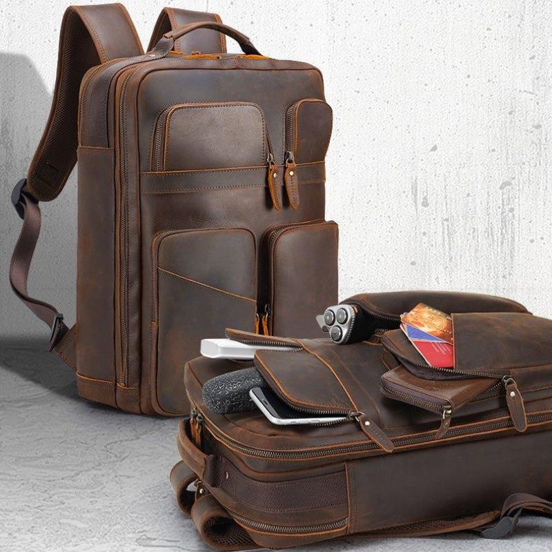 15.6 Ιντσών Computer Leather Backpack College 17