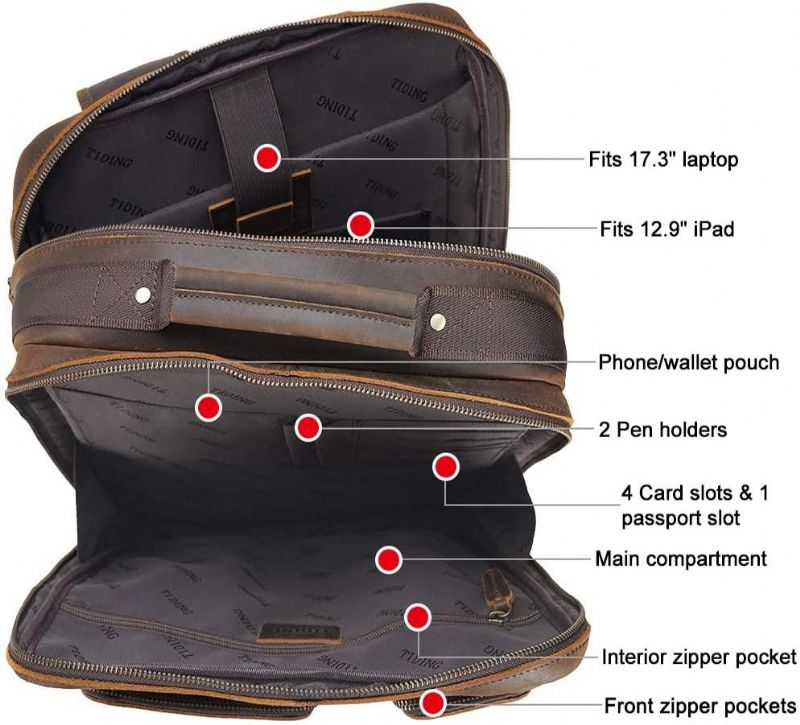 15.6 Ιντσών Computer Leather Backpack College 17