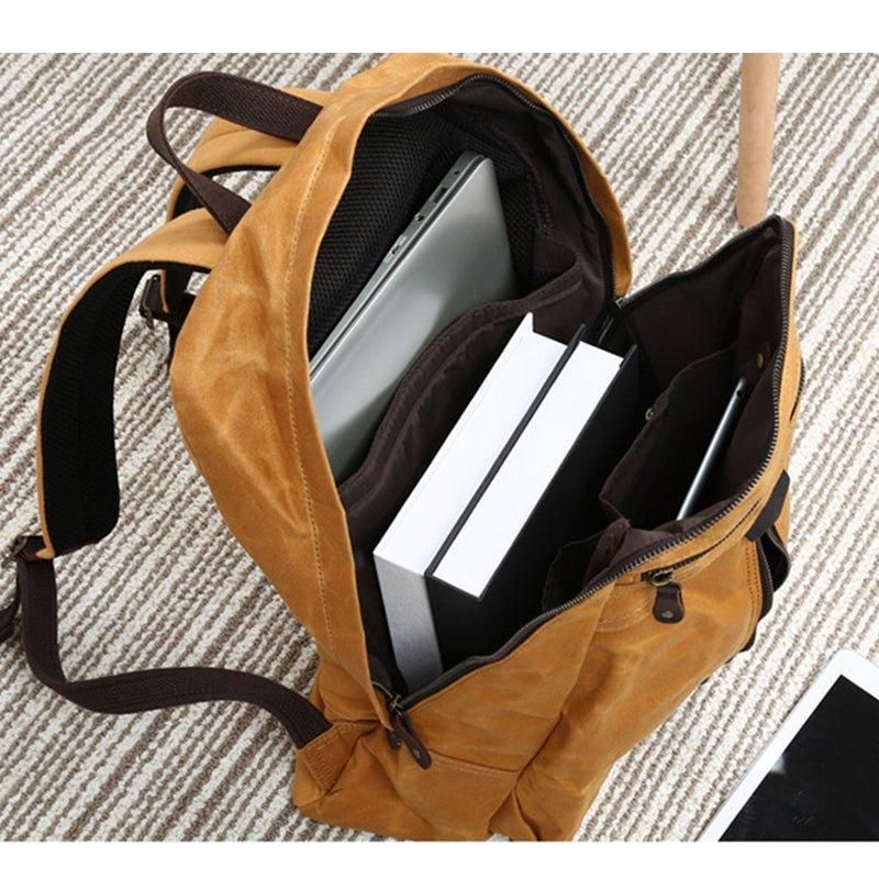 Αδιάβροχο Κερωμένο Καμβά Σακίδιο Πλάτης Laptop Daypack