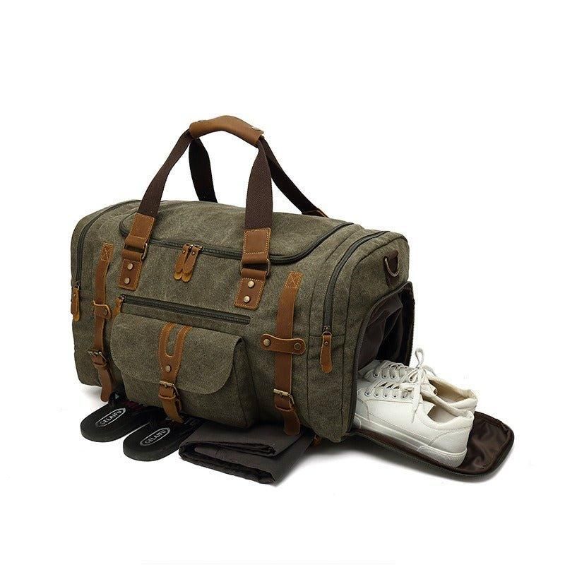 Ανδρική Τσάντα Duffle Canvas For Gym Με Τσέπη Παπουτσιών