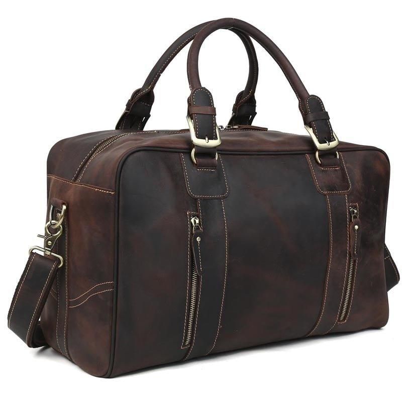 Ανδρική Vintage Δερμάτινη Τσάντα Ταξιδιού Weekender Duffel