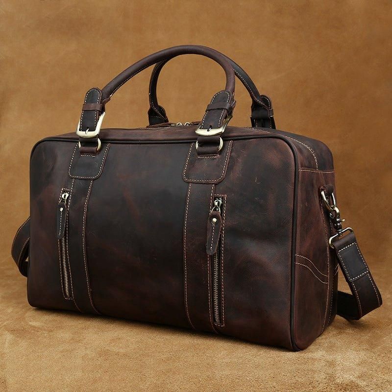 Ανδρική Vintage Δερμάτινη Τσάντα Ταξιδιού Weekender Duffel