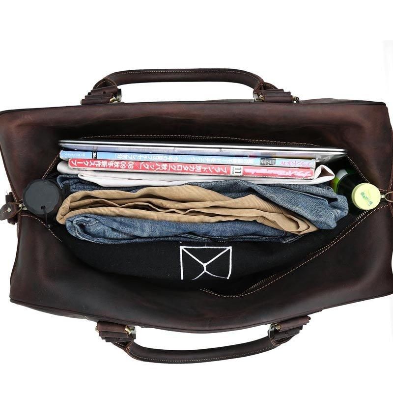 Ανδρική Vintage Δερμάτινη Τσάντα Ταξιδιού Weekender Duffel