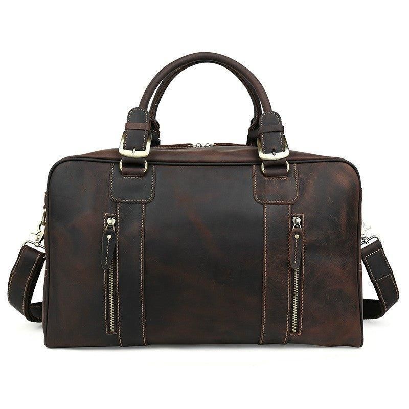 Ανδρική Vintage Δερμάτινη Τσάντα Ταξιδιού Weekender Duffel