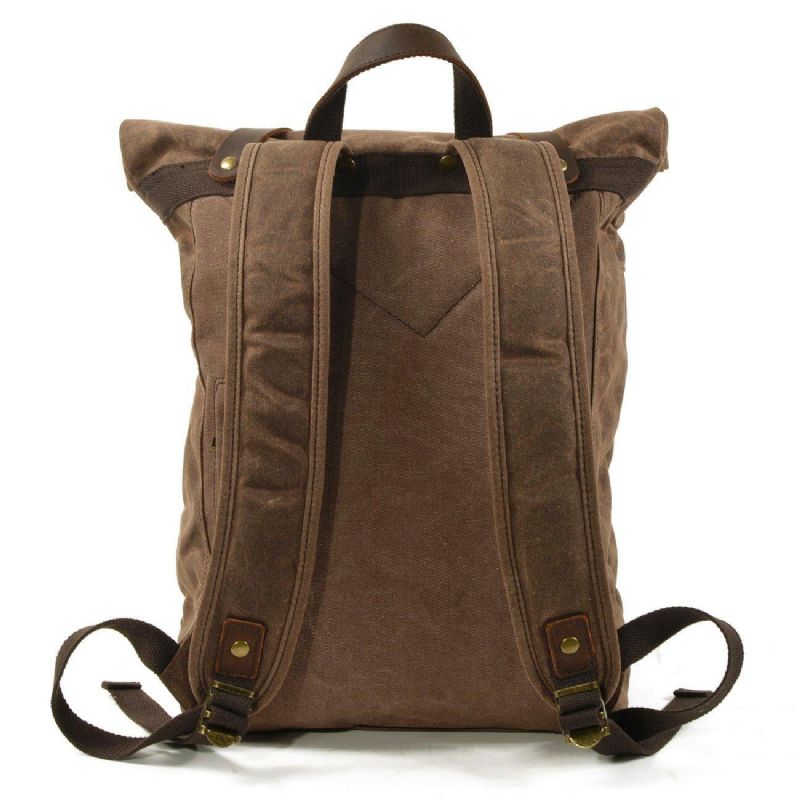 Ανδρικό Roll Top Canvas Backpack Vintage Σακίδιο Πλάτης