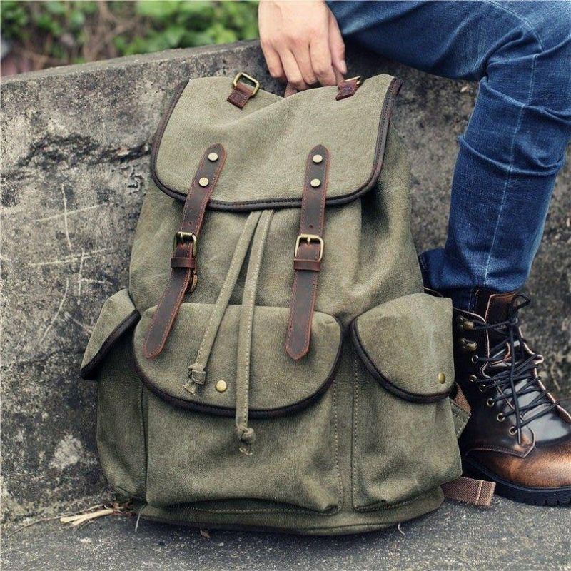 Ανδρικό Σακίδιο Πλάτης Από Καμβά Vintage Camping Daypack