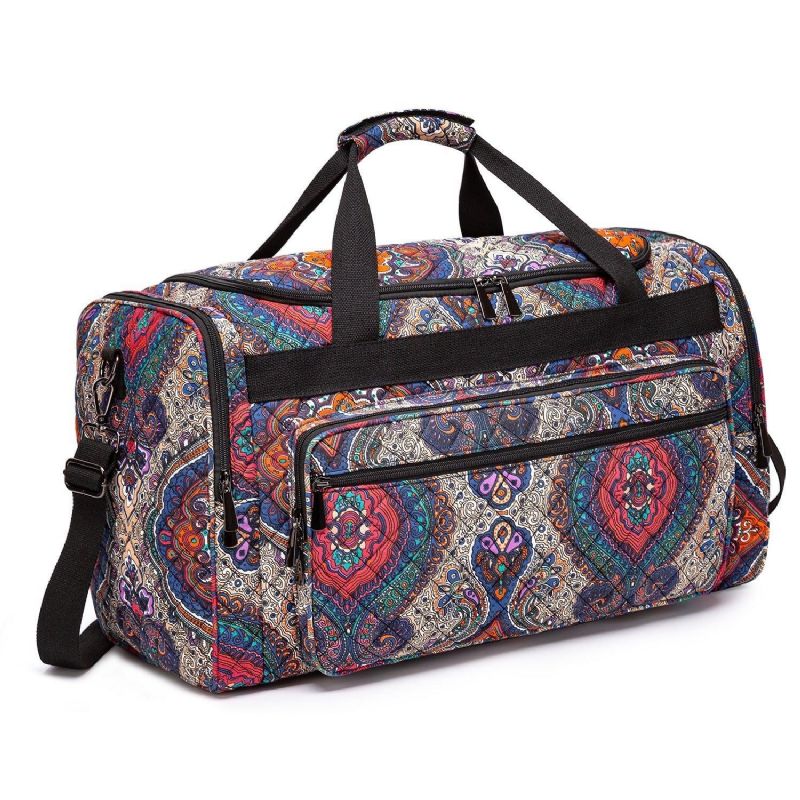 Boho Weekender Bag Canvas Travel Duffel