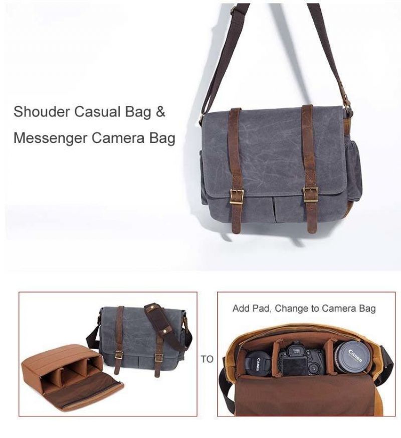 Κερωμένο Καμβά Dslr Camera Messenger Τσάντα