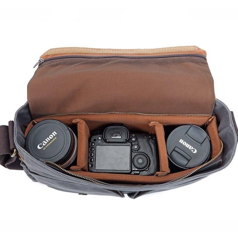 Κερωμένο Καμβά Dslr Camera Messenger Τσάντα