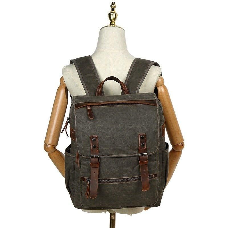 Κερωμένο Καμβά Vintage Backpack Laptop Για Το Σχολείο