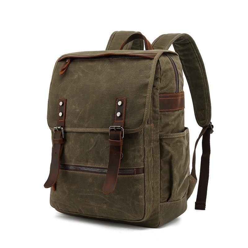 Κερωμένο Καμβά Vintage Backpack Laptop Για Το Σχολείο