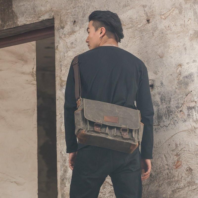 Laptop Waxed Canvas Messenger Τσάντα