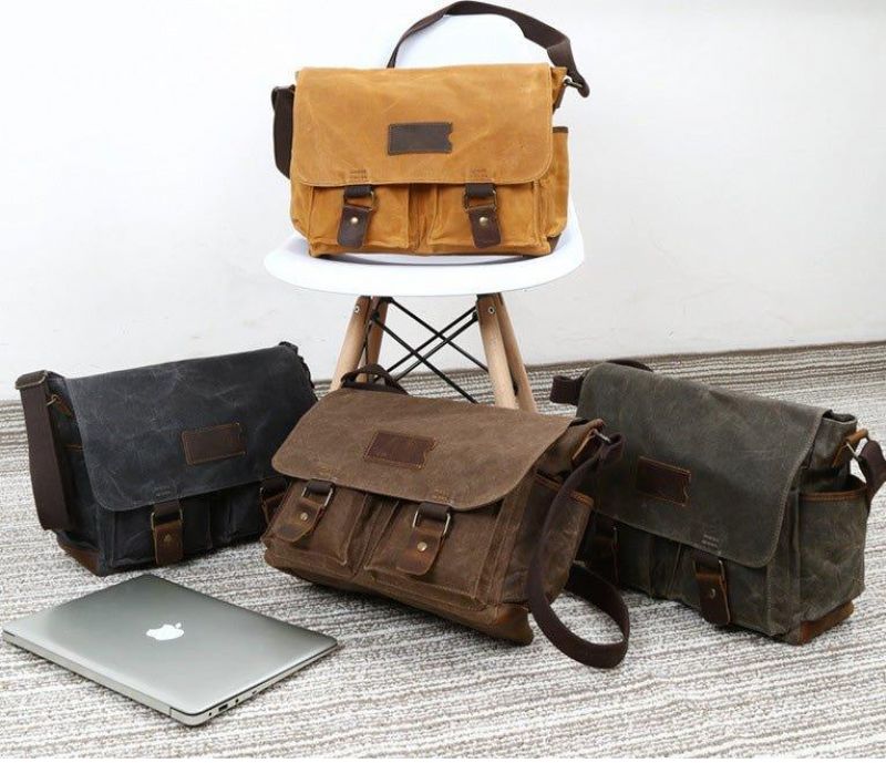 Laptop Waxed Canvas Messenger Τσάντα