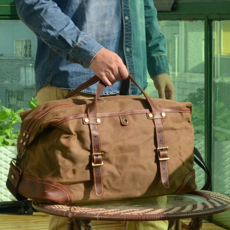 Μεγάλη Κερωμένη Πάνινη Τσάντα Duffle Travel