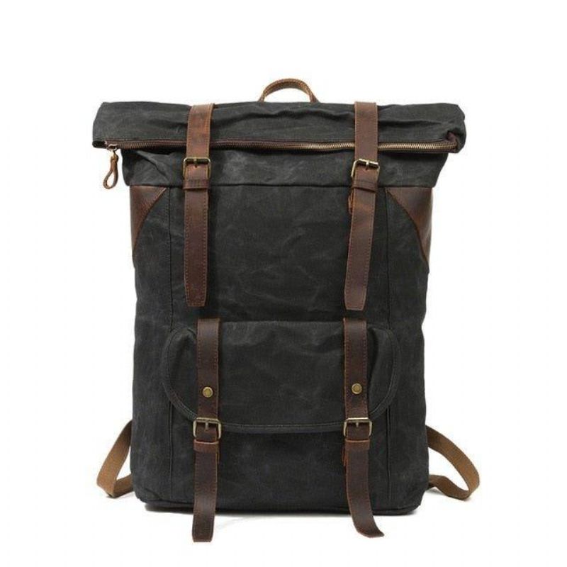 Σακίδιο Πλάτης Από Κερωμένο Καμβά Vintage Backpack Roll Top