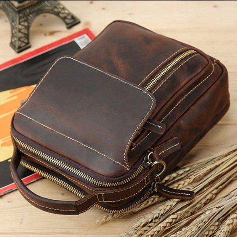 Τσάντα Crossbody Messenger Ανδρική Δερμάτινη Μικρή