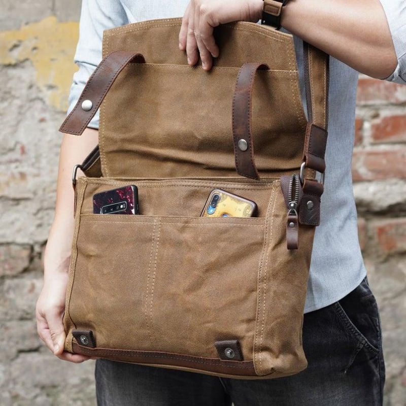 Vintage Τσάντα Messenger Canvas Crossbody Για Άνδρες