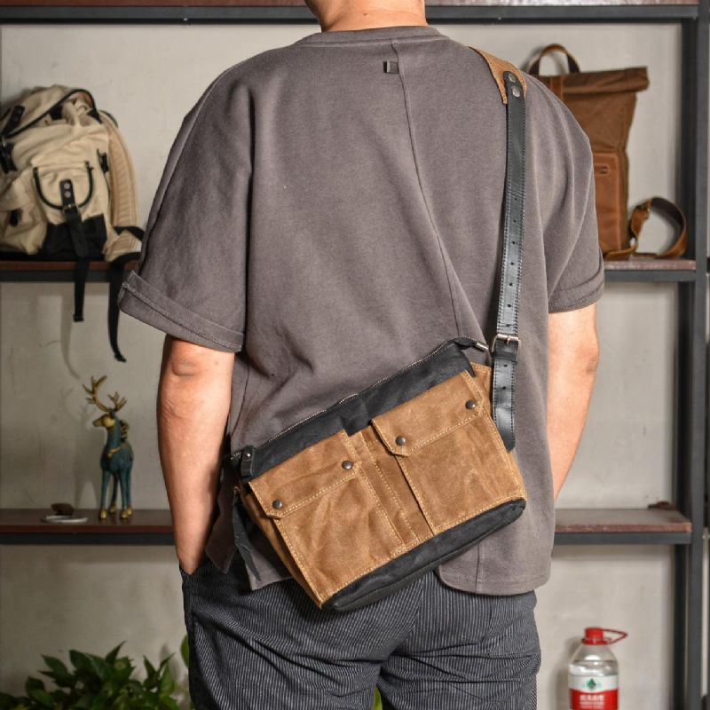 Vintage Wax Canvas Τσάντα Messenger Colorblock